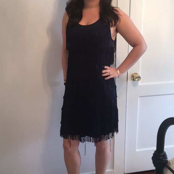 navy fringe dress